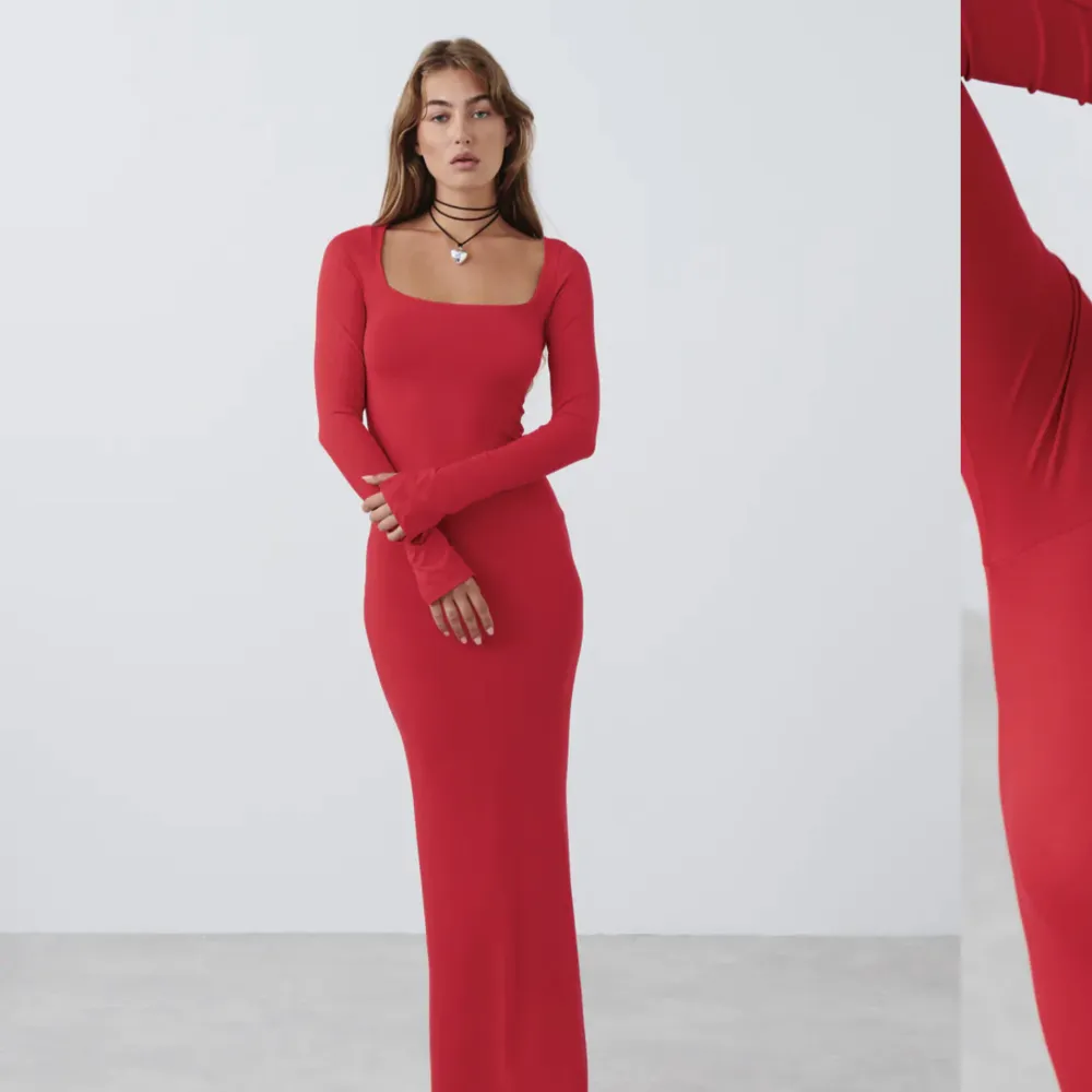 Röd klänning från Gina tricot, slutsåld i storlek xxs/xs. Klänningar.