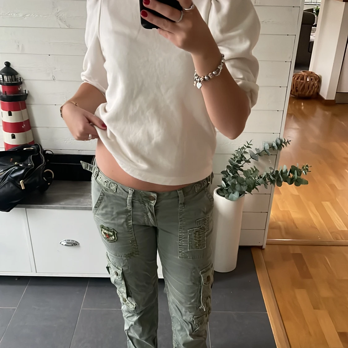 Gröna lågmidjade cargo  - 91