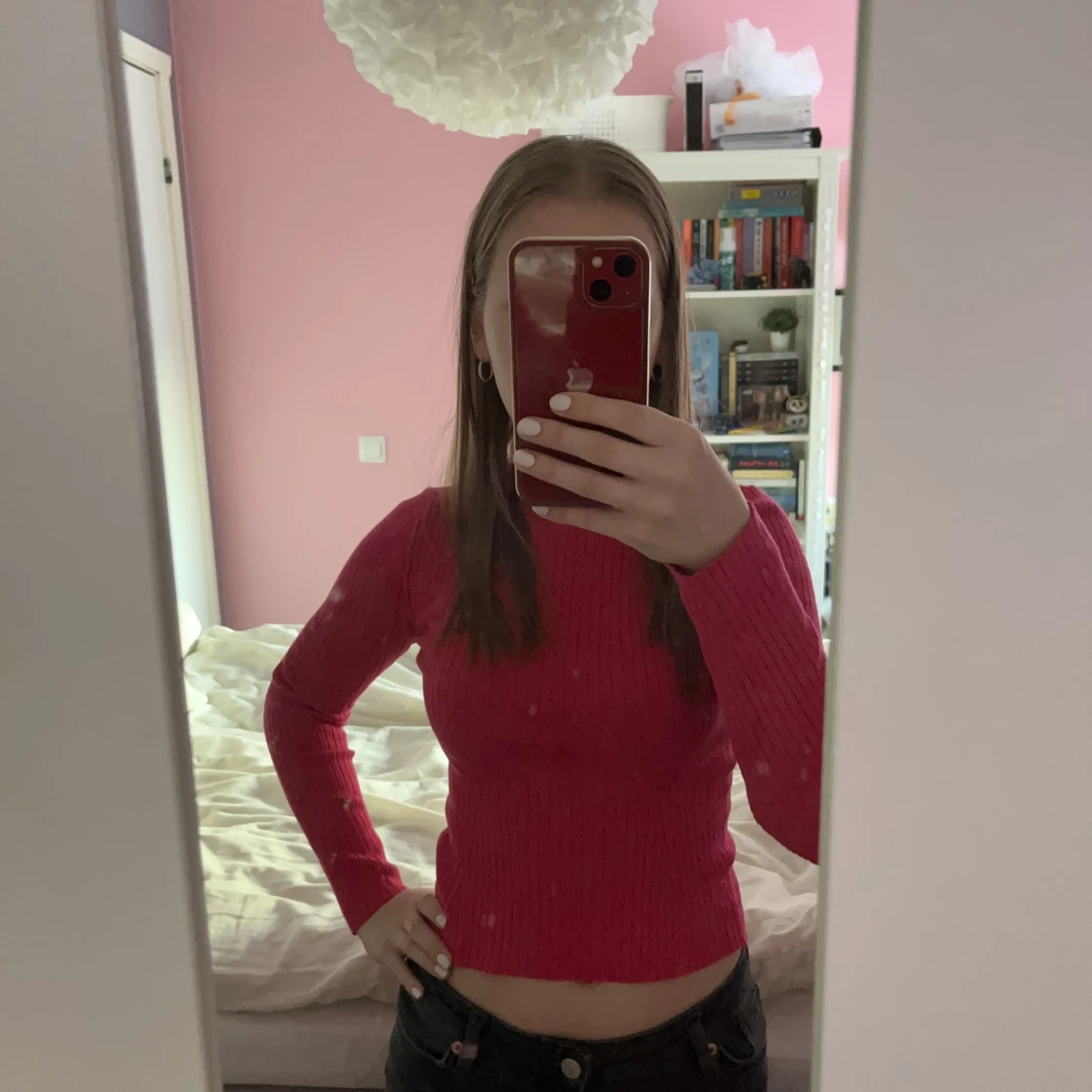 Rosa långärmad tröja - 90