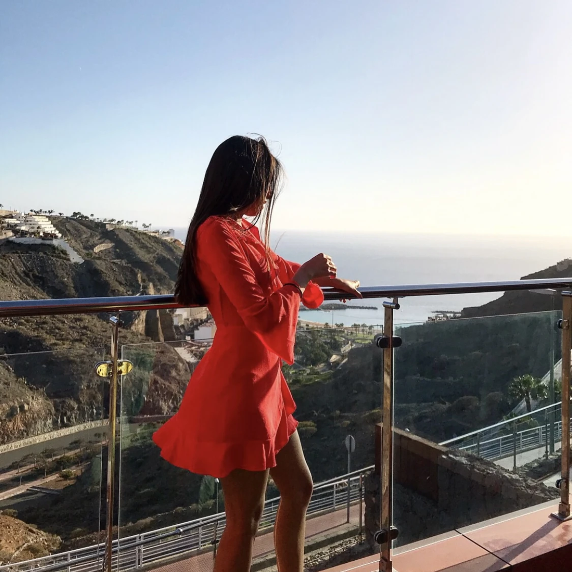 Somrig omlottklänning röd, XS