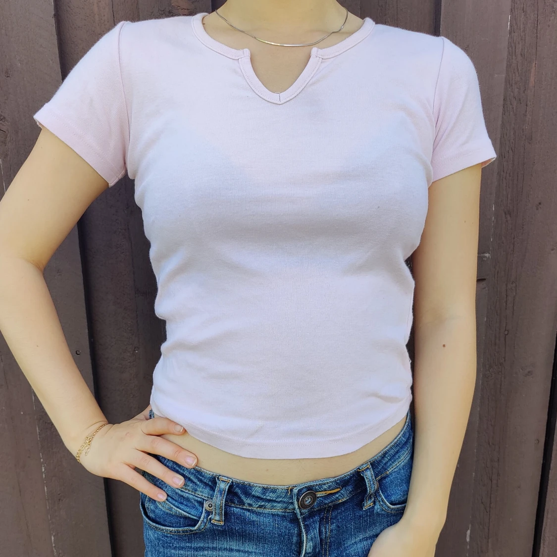 Baby pink short sleeve top / t-shirt