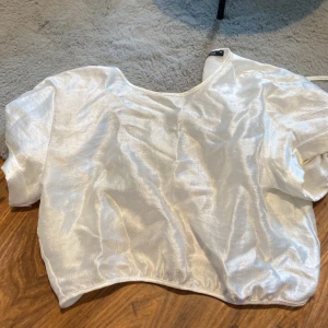 Fest topp - Vit croppad fest topp med öppen rygg, knapp upptill med snöre vid ryggslutet