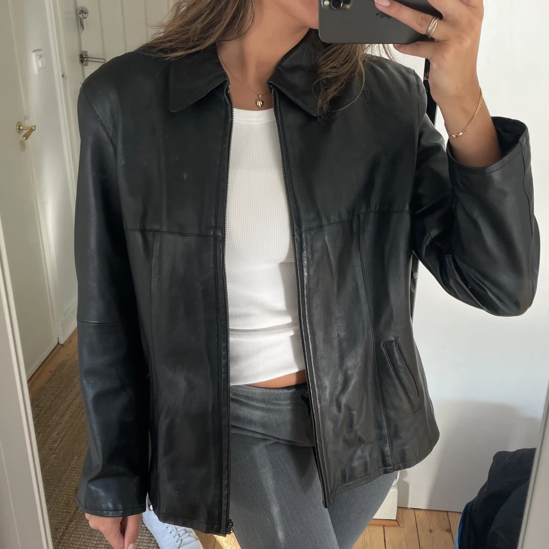 Vintage skinnjacka  - 91