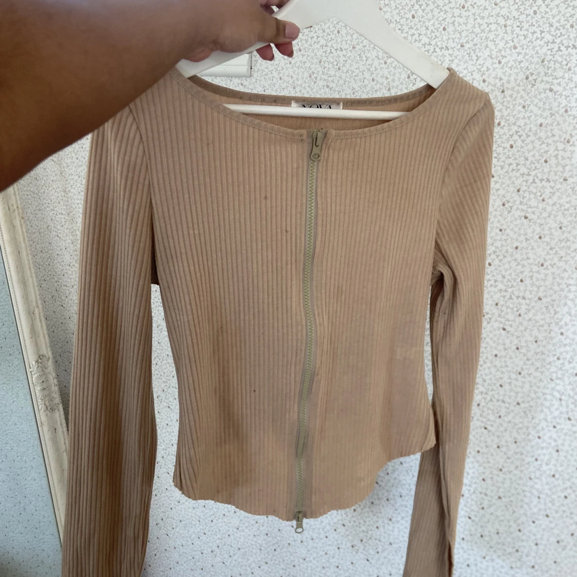 Beige topp med dragkedja - 90