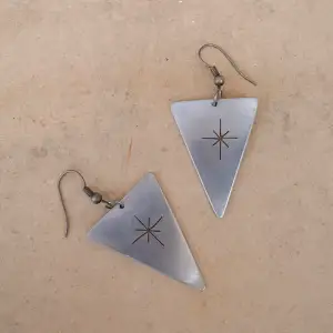  Vintage Silver Earrings Made by Chilean artisans  Cut out star design 