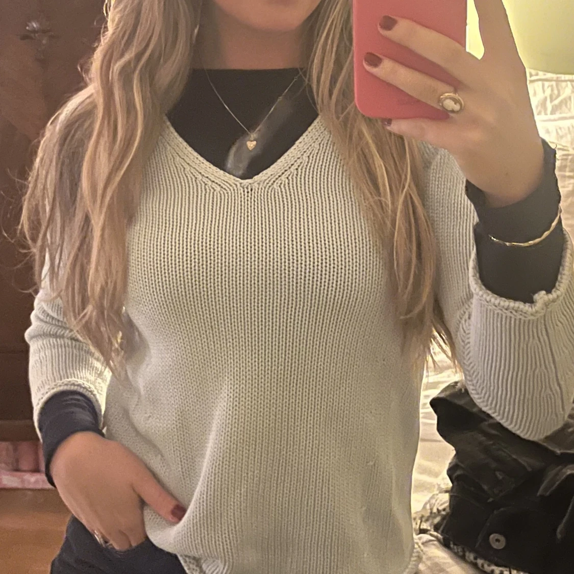 V-ringad stickad tröja - 90