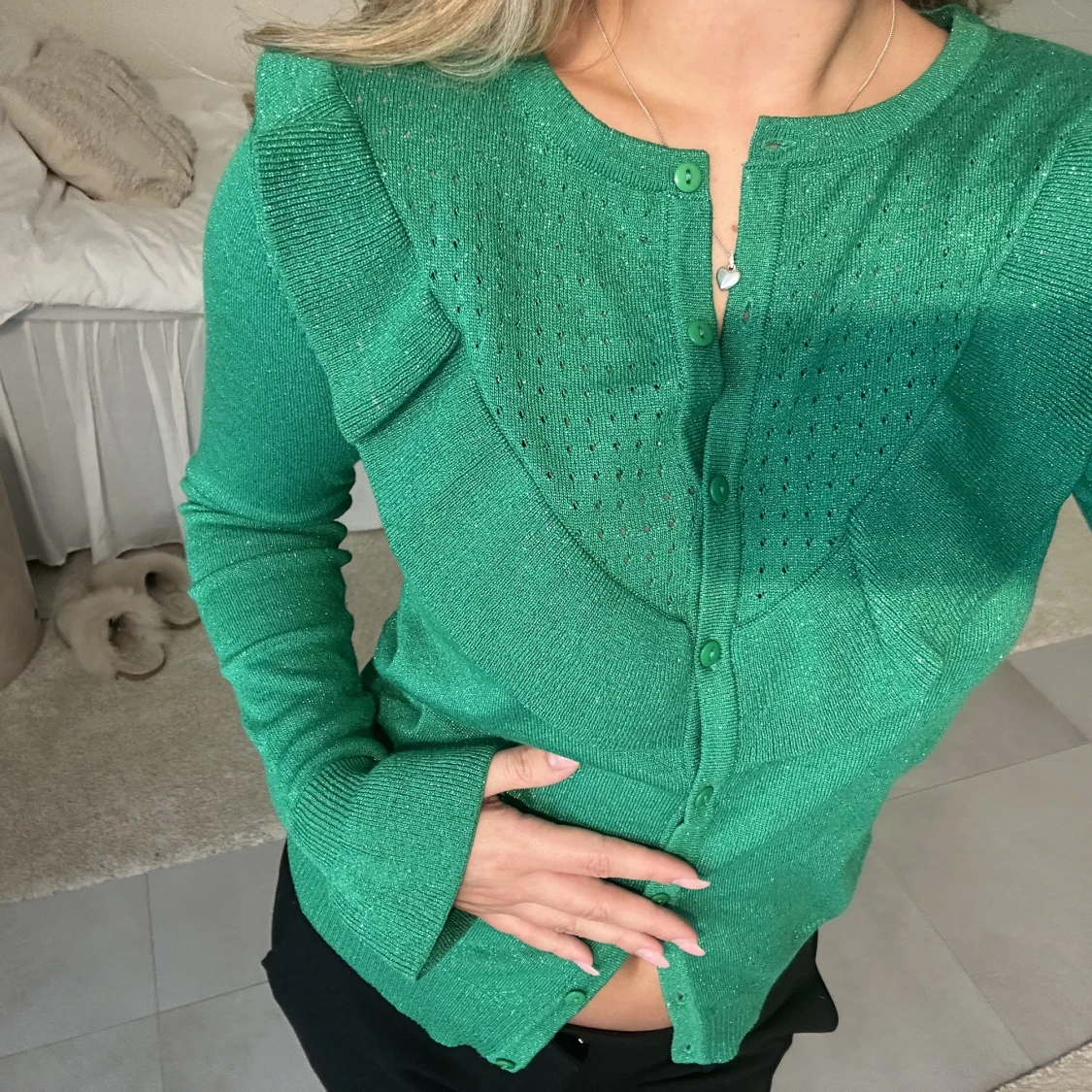 Grön glitterkofta - 91