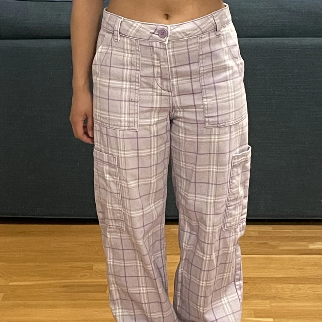 Ljuslila rutig byxa från HM - 90