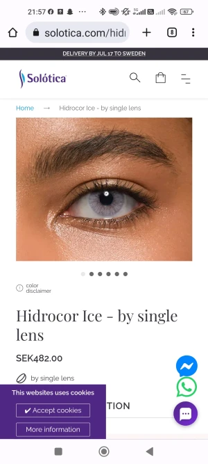 Solotica linser  - Solotica månadslinser. Inte använda, beställda drygt en vecka sedan och kan bevisas. Betalade 1100 inklusive frakt. 