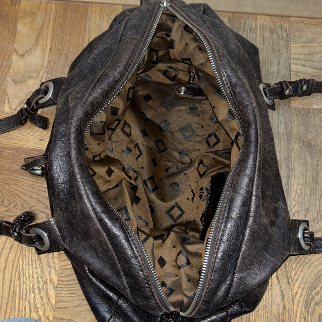 vintage brun läder väska - 91