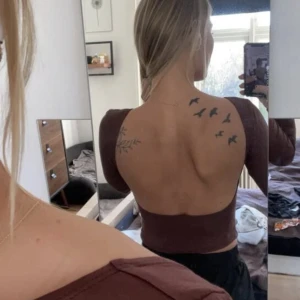 långärmad tröja med öppen rygg  - Säljer denna helt oanvända toppen då den tyvärr är lite stor på mig. Super fin brun färg. Öppen i ryggen. Strl xs passar även S!🤎 