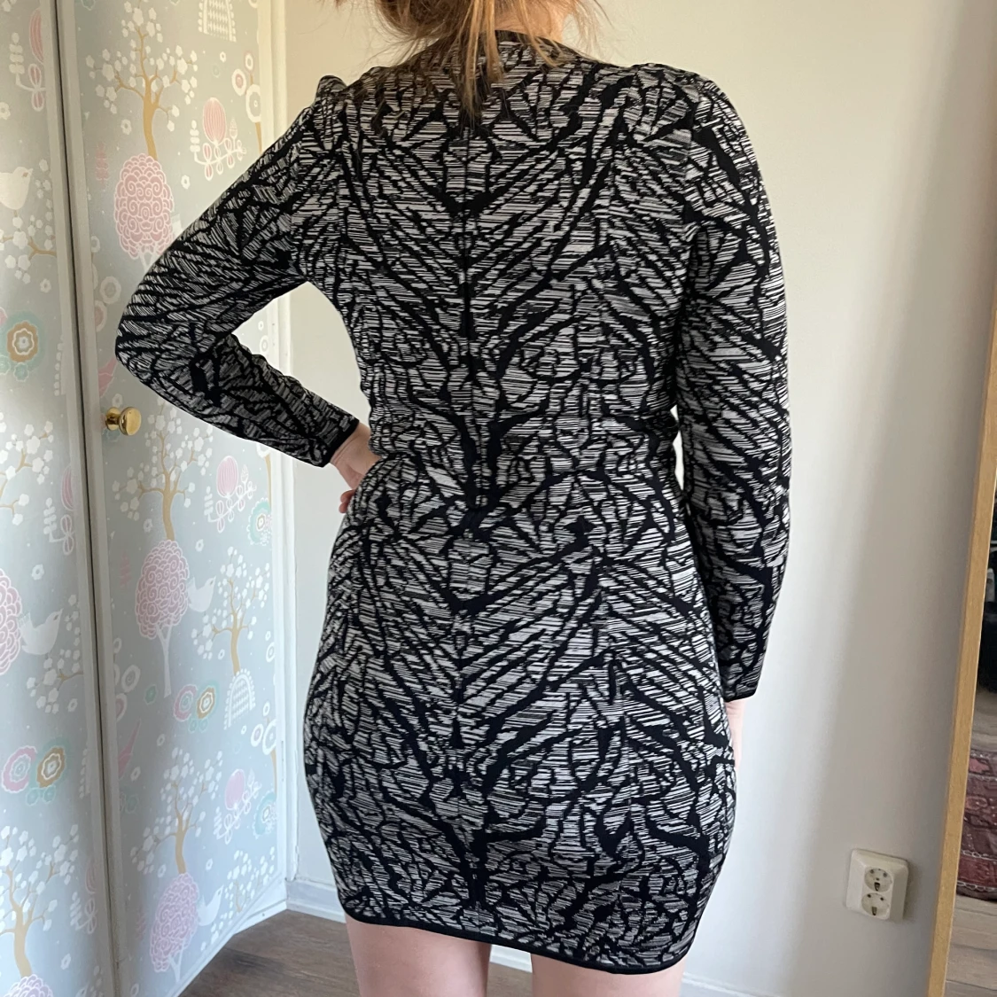 Mönstrad klänning stretch strl 38