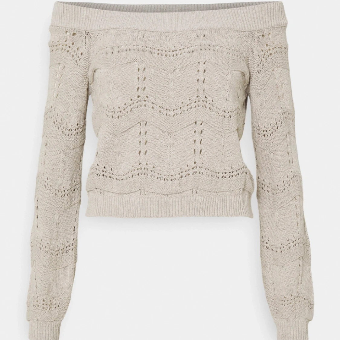 off shoulder stickad tröja 