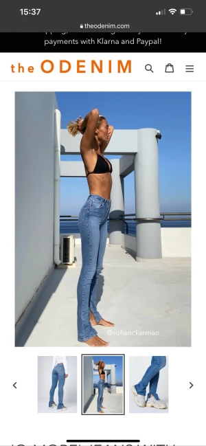 Långa odenim jeans - Säljer ett par riktigt långa jeans från odenim då de har blivit för små för mig. Storlek 36L och inköpta 2021, är även uppsprättade vid benen. Nypris 1599, säljs för 499💓