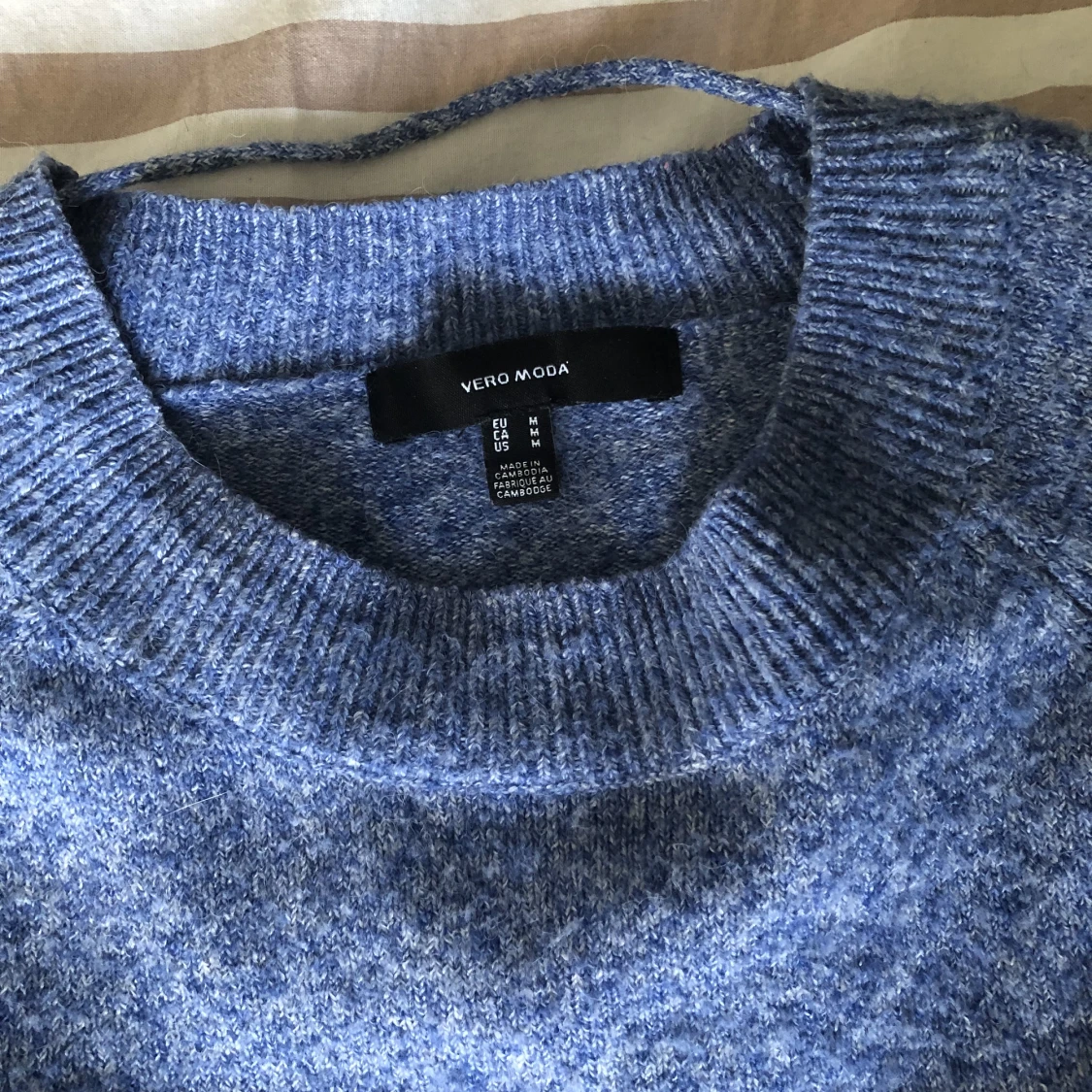 Blå stickad tröja  - 90