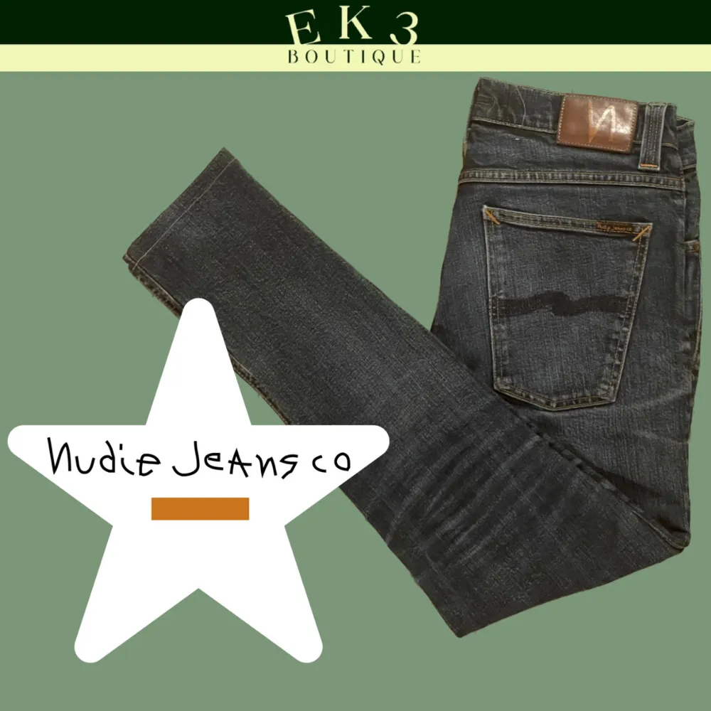 Sjukt snygga mörkblåa slim nudie jeans i modellen grim trim. Passar W31.  Inga funktionella fel men se alla bilder  Fråga gärna om fler bilder och mått!😁  Made in italy. Jeans & Byxor.