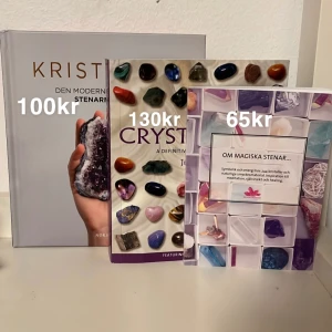 Kristal böcker - Säljer mina kristall böker då jag inte är intresserad av kristaller längre. Priser står på första bilden🫶  Dem är lite dammiga pga att dem är väldigt oanvända. Meddela gärna för fler bilder💕💕