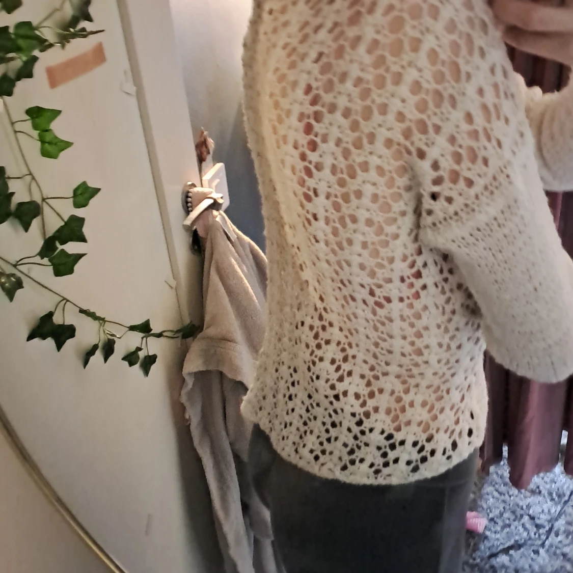Vit stickad tröja - 90
