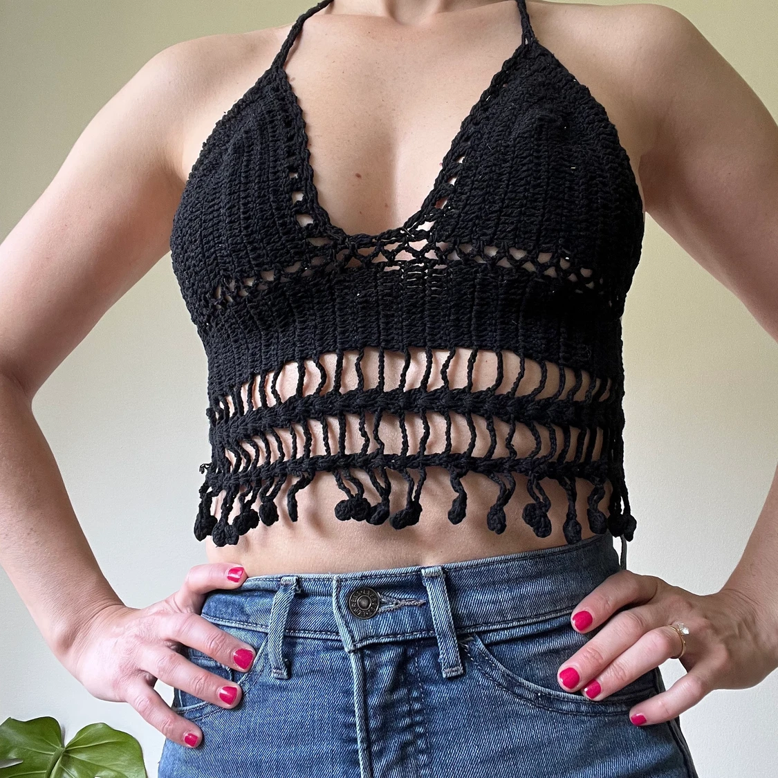 Black Croschet Bikini Top SMALL - 90