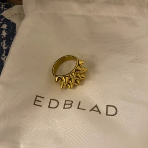 Edblad ring med nitar - Säljer denna fina ring från Edblad för 240kr den är knappt använd köpt nyligen. Påse för ringen finns. den kan även passa till folk som har storlek M.Ny pris 399kr. Pris kan diskuteras. Budet ligger på 260!