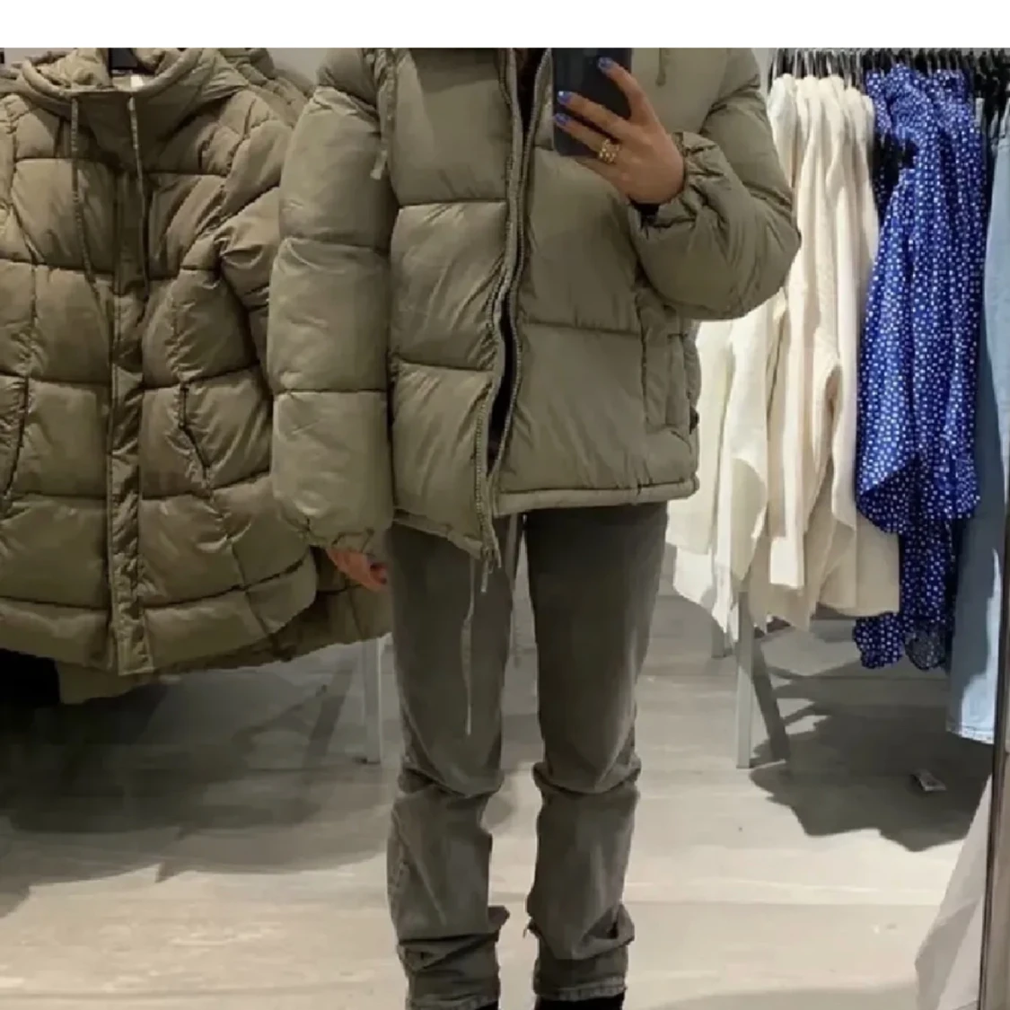 Pufferjacka hm olivgrön💚