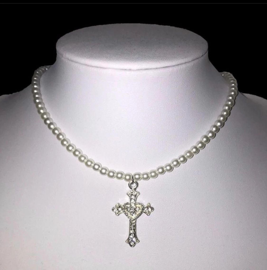 Rhinestone cross necklace