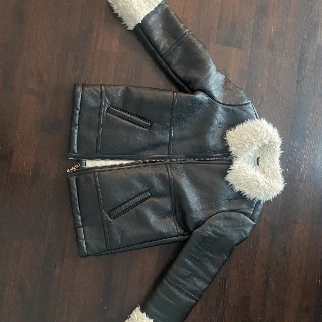 Faux leather jacka med päls - 91