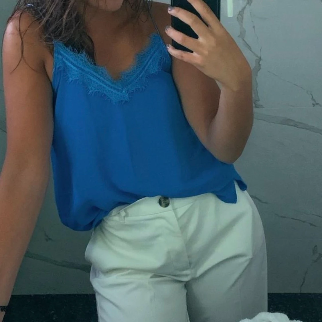 blått satinlinne - 90