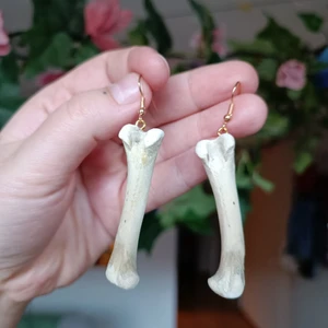 Ben örhängen  - Guldörhängen med ben från kyckling. Fraktas med brev för 20 kr. 