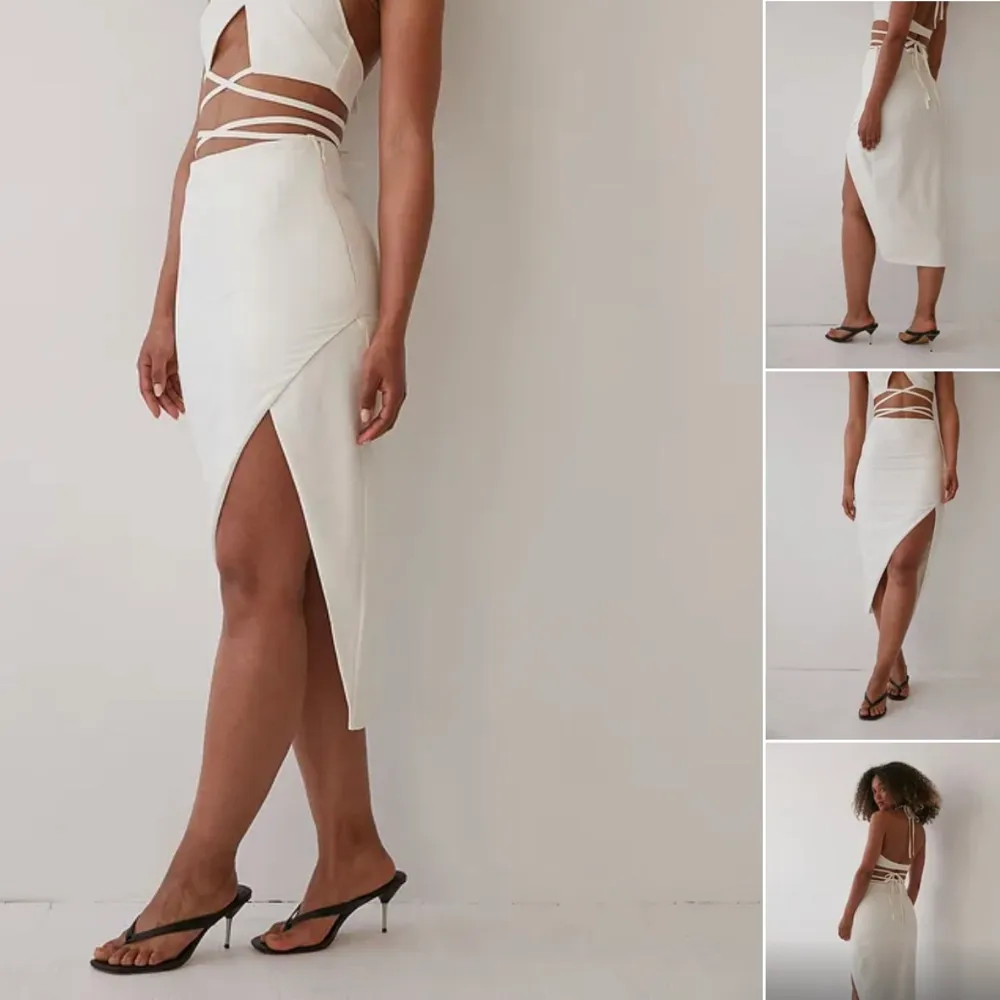 Vit kjol med knytning upptill från Angelica Blicks kollektion med NA-KD. Oanvänd💞Nypris 400:-. Kjolar.