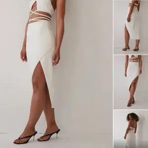 Vit kjol med knytning upptill från Angelica Blicks kollektion med NA-KD. Oanvänd💞Nypris 400:-