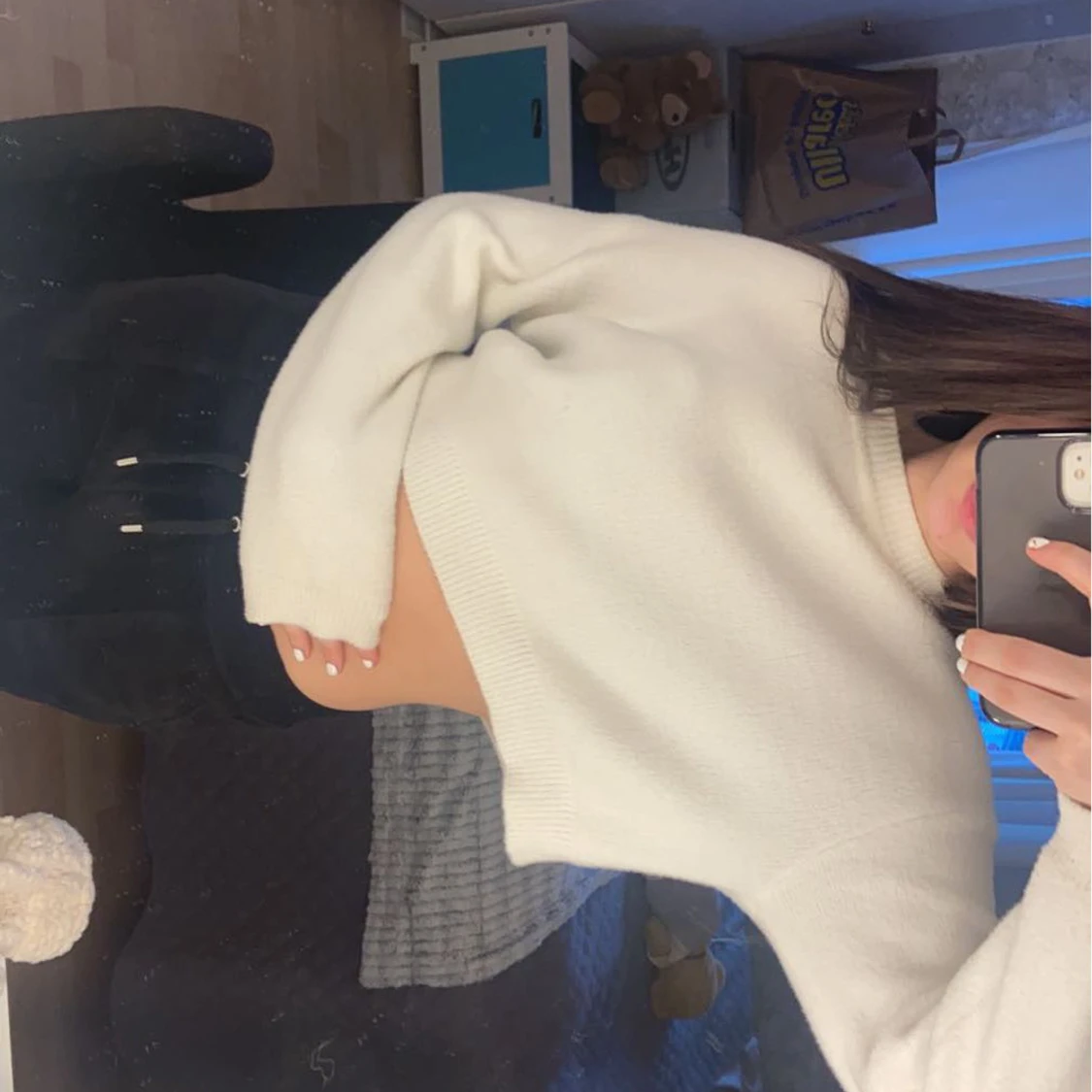 Stickad vit tröja - 91