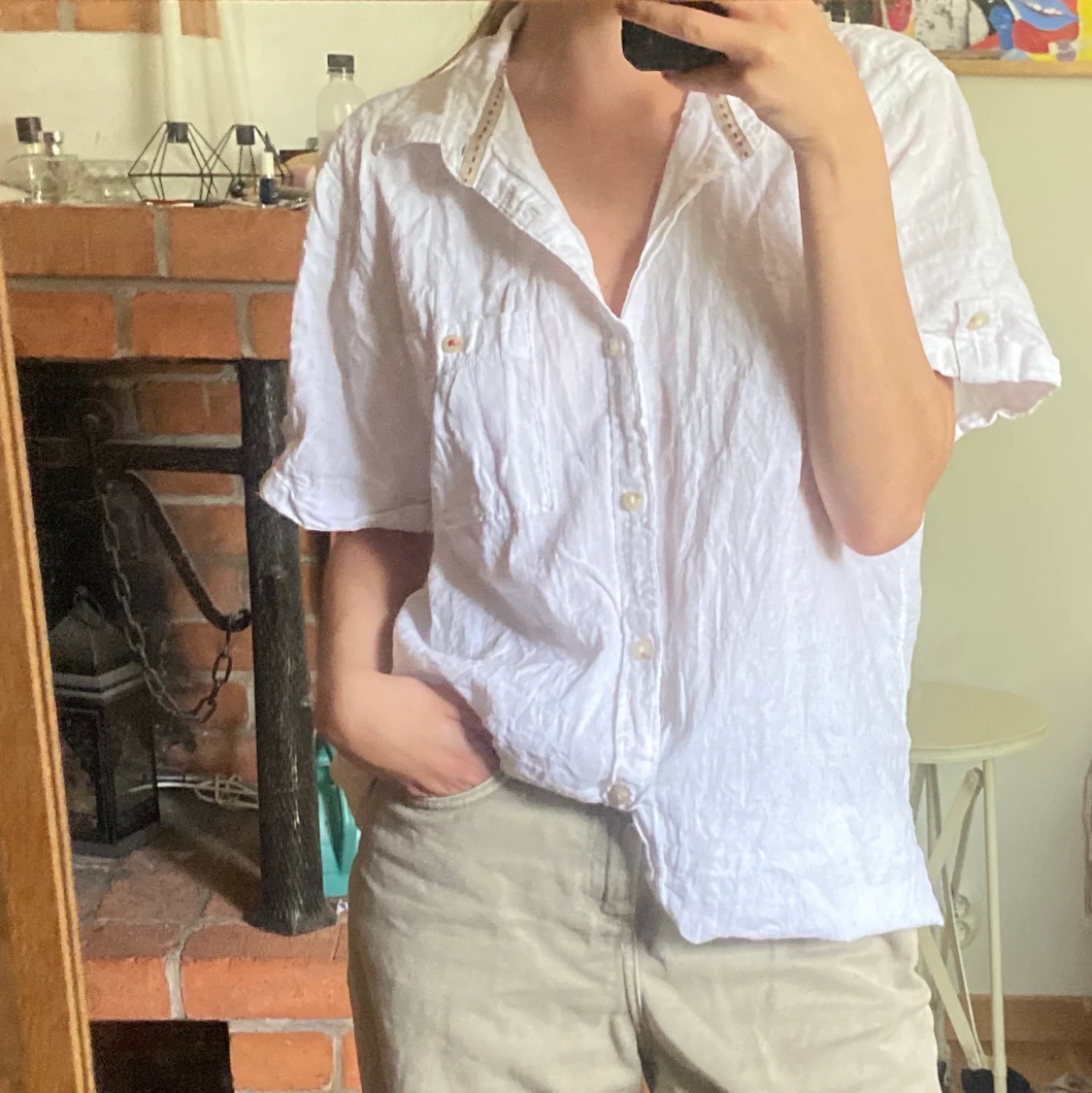 Vit linneskjorta  - 90