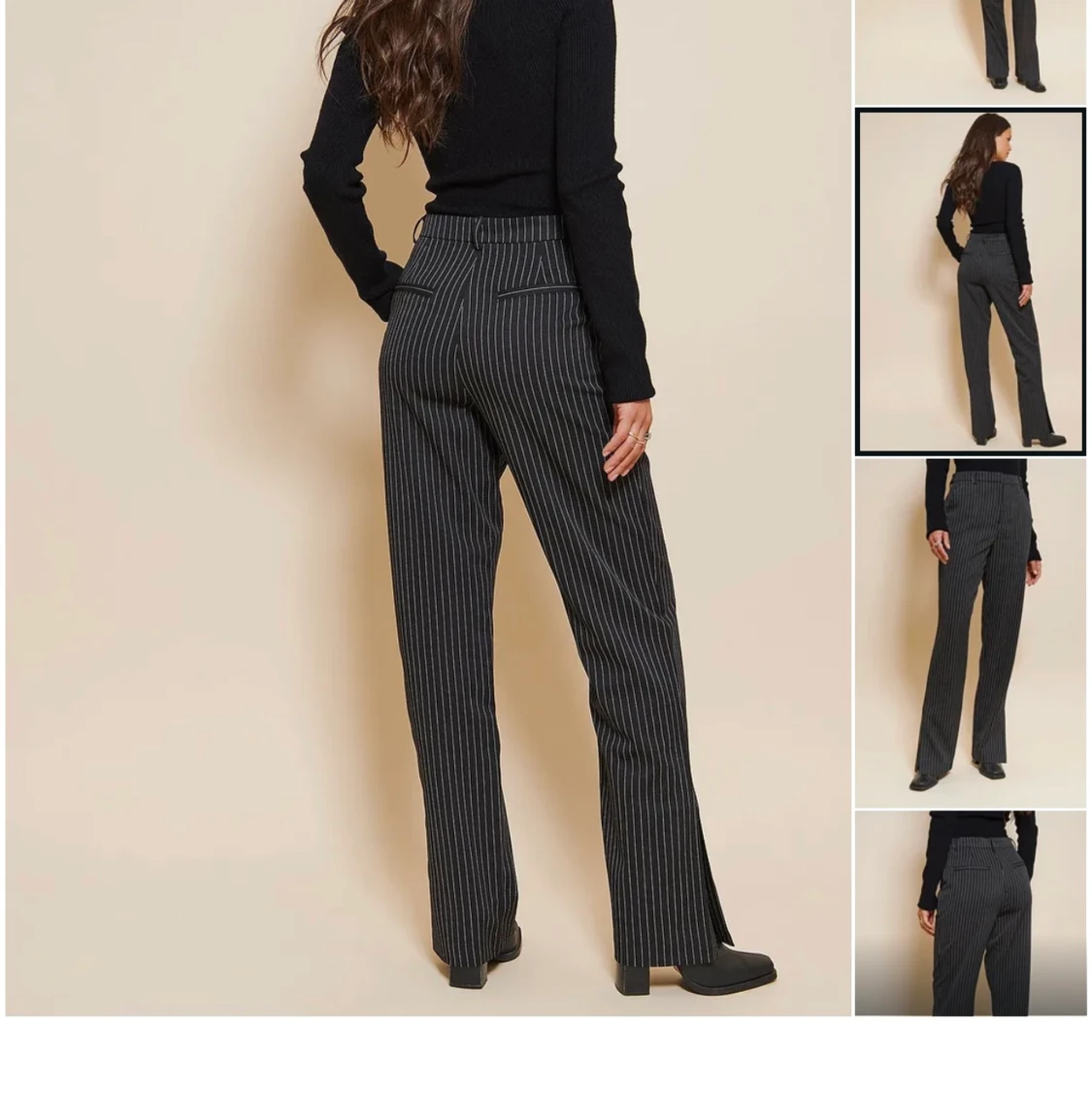 ❗️Kritstrecksrandiga byxor med slits❗️ - 91