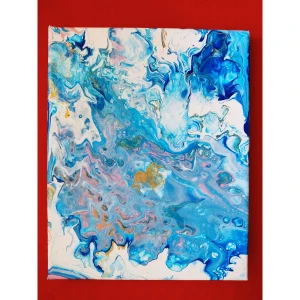 Canvas tavlor målning  - Painting with the pouring method. 24x30cm