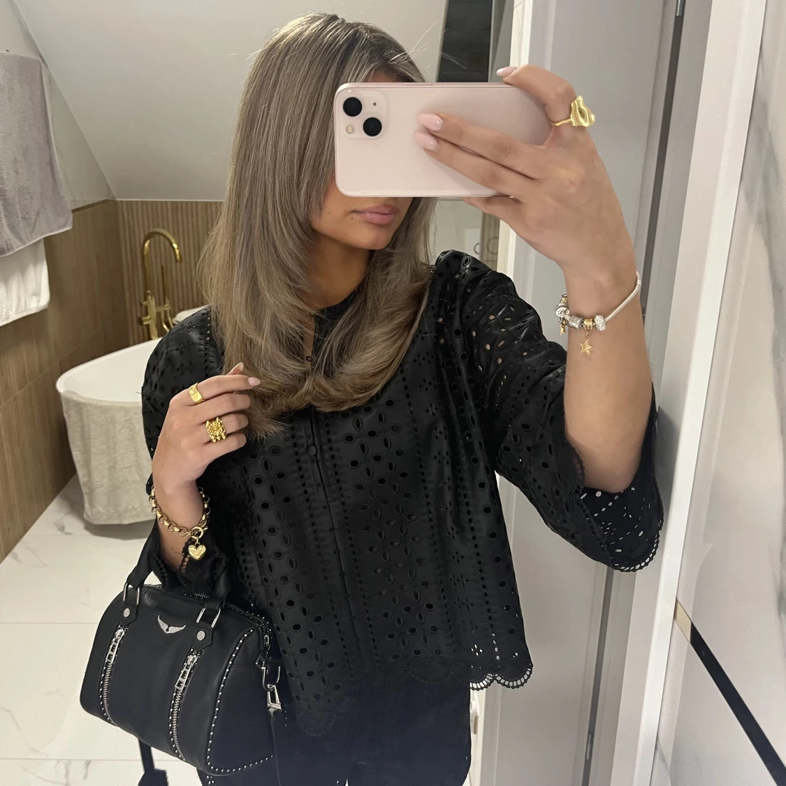 skinn/läder blus från Zara  - 90