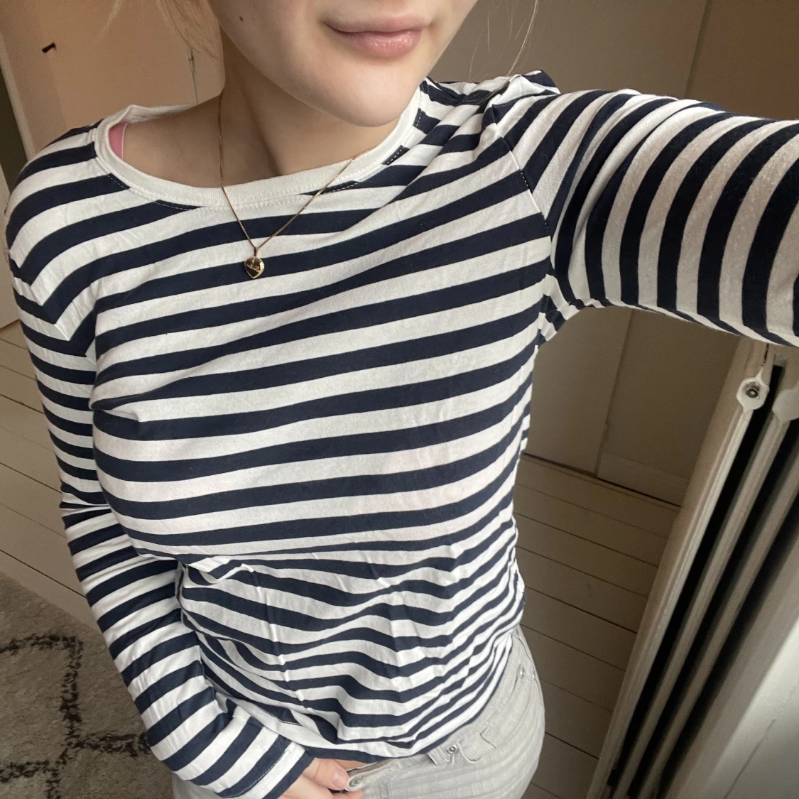 Blå vit randig tröja - 90