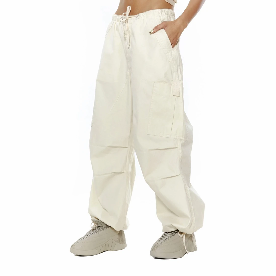 ECRU PARACHUTE CARGO PANTS - 91