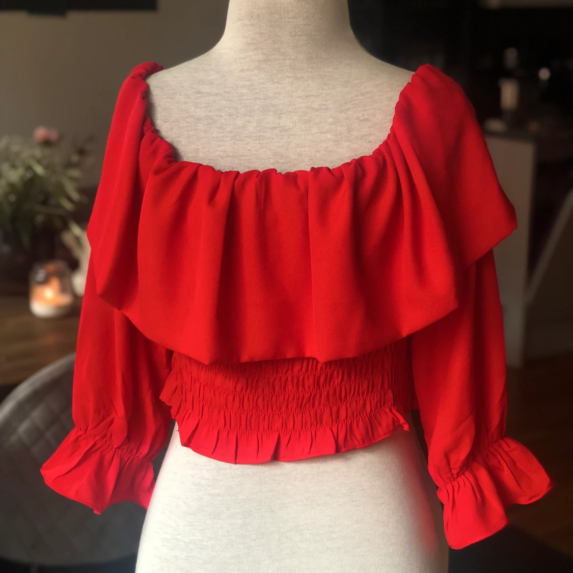 Röd långärmad blus/topp