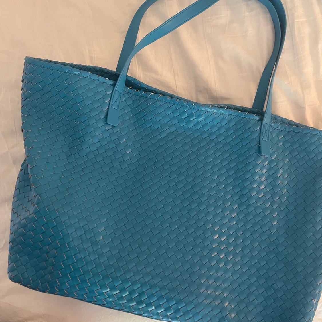 Blå vävd shopper  - 91