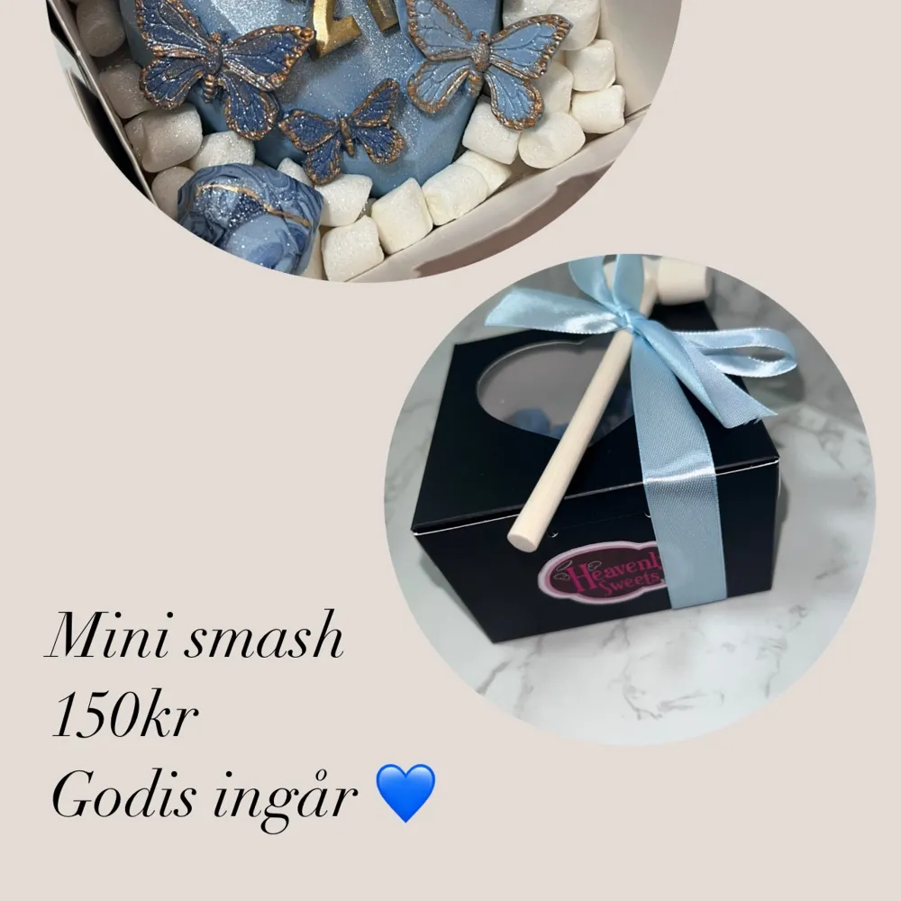 Heavenly sweets Malmö erbjuder chocolate covered treats 🍬🔨 Mini smash heart 💜 150kr godis ingår  Finns mer bilder på instagram heavenlysweets.malmo . Blusar.