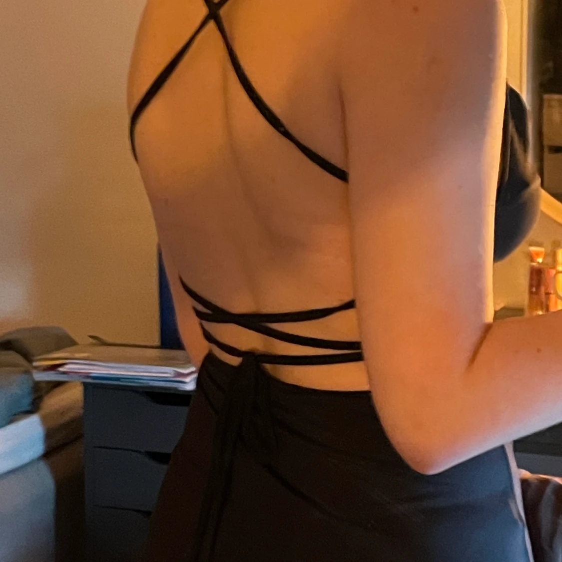 Satin klänning svart  - 90