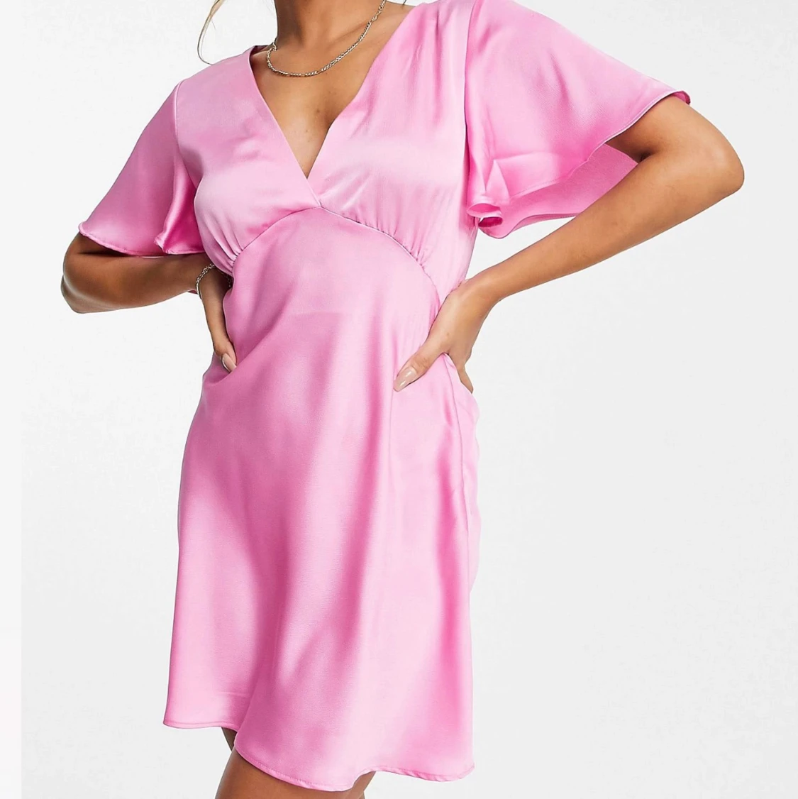 Helt Ny Rosa satin klänning