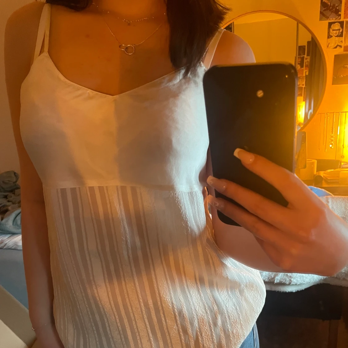 Sjukt fint siden linne med mönster - 90