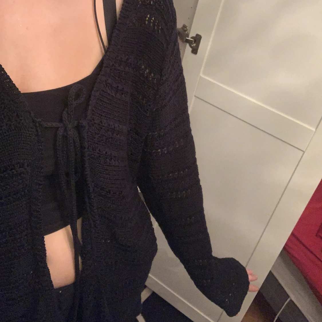 Långärmad stickad kofta - 90