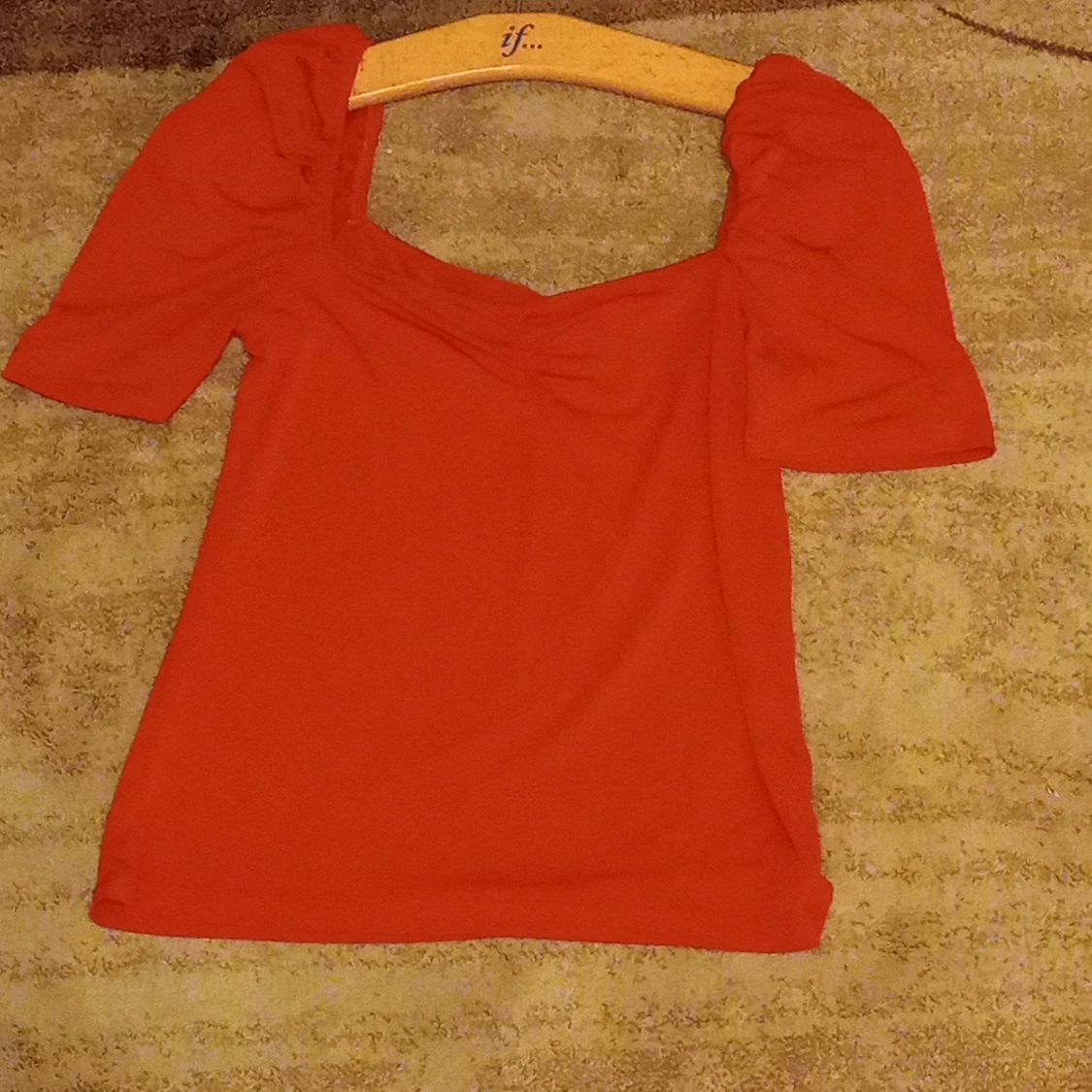 Hot red blouse.  - 91