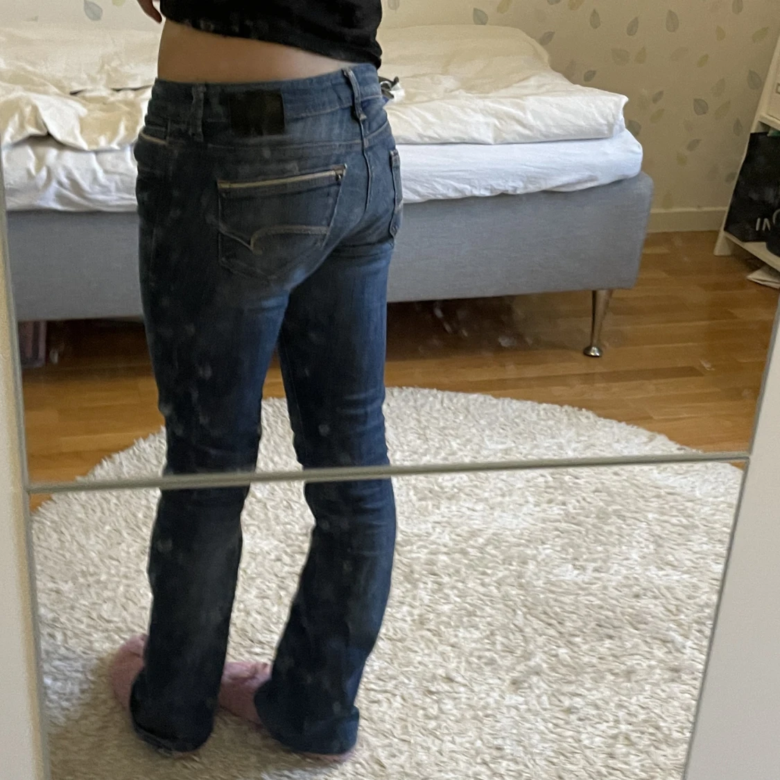Jeans low låg rise midja waist bootcut flare - 90