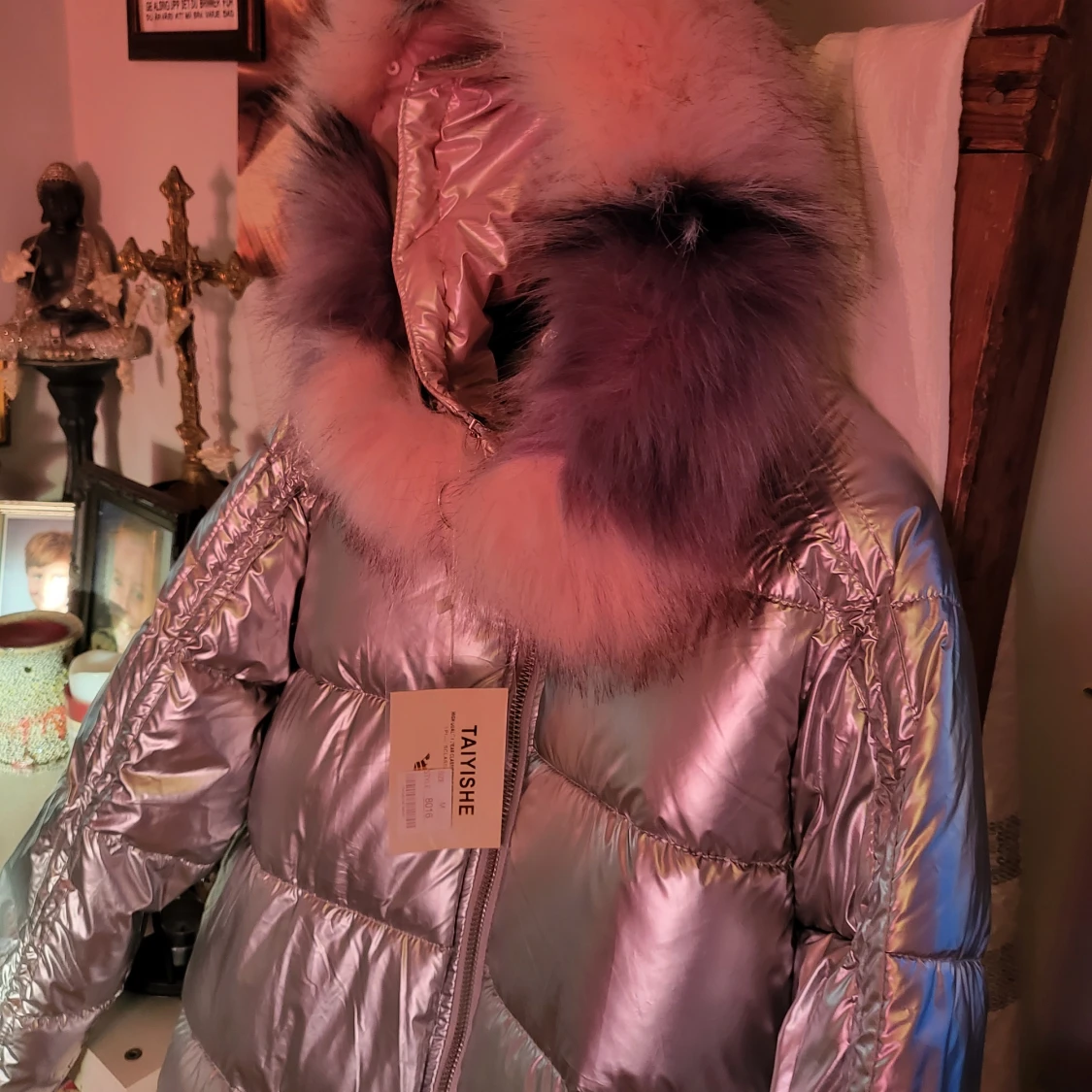 Ny vinterjacka silver päls M - 91