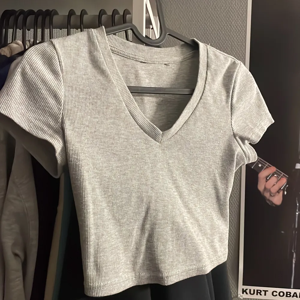 söt simple grå croptop från shein, har inte använt så mycket så är som ny. den sitter fint på :) använd gärna 