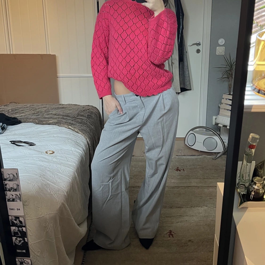 Grå baggy kostymbyxor - 90